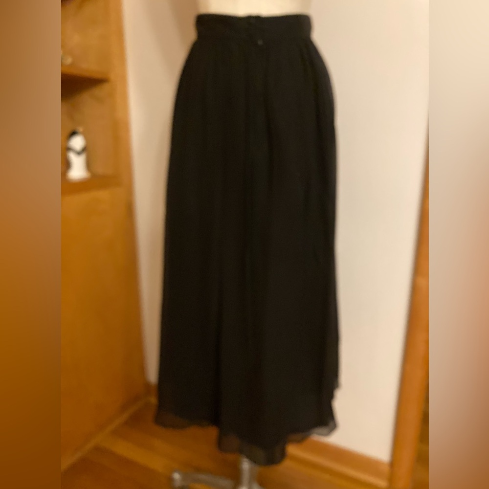 More’lle Pleated Black Maxi Skirt Silk Sheer Lined - Picture 6 of 6